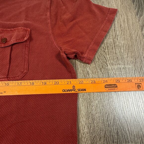 Lucky Brand Red Double Pocket Polo Shirt Men’s L Waffle Knit Casual VTG Style - Picture 6 of 8